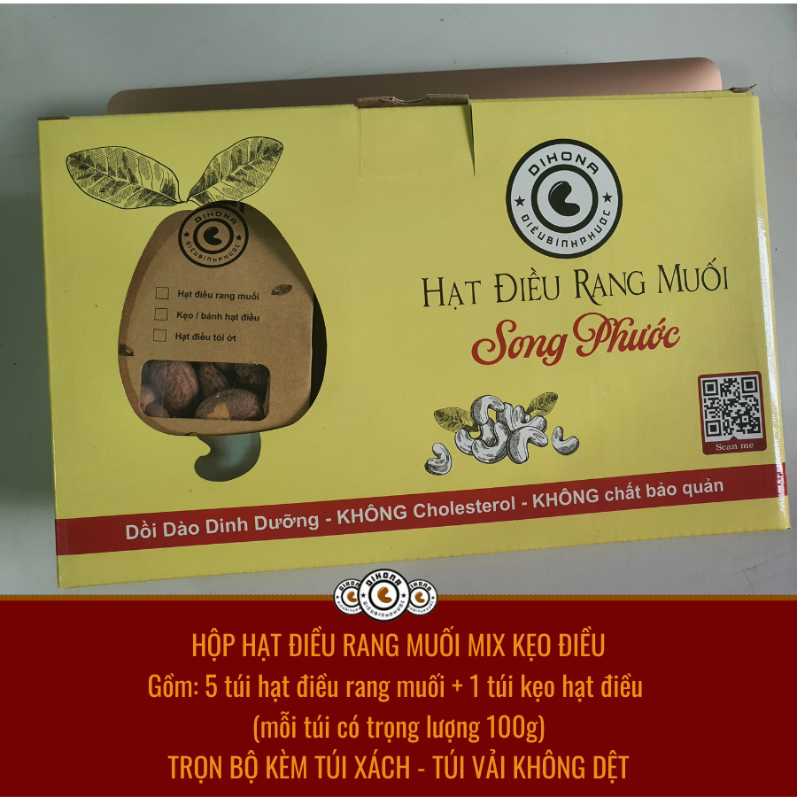 Hộp hạt điều rang muối mix kẹo điều